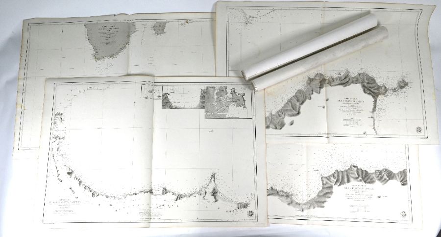 Four 19th century Spanish large map engravings