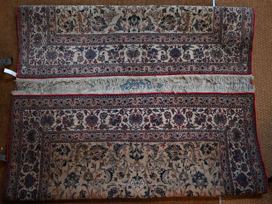 A very fine Persian Kashan carpet, mid 20th century, part silk, retailed by Lidchi's - Image 10 of 10