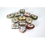 Twelve Limoges and similar floral porcelain china patch-boxes