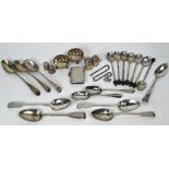 Victorian silver salts, Georgian and later spoons, etc.
