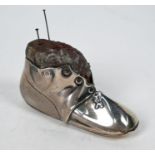 Edwardian silver shoe pin-cushion