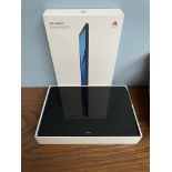 A Huawei MediaPad T5, with box and charging cable, (it does switch on,