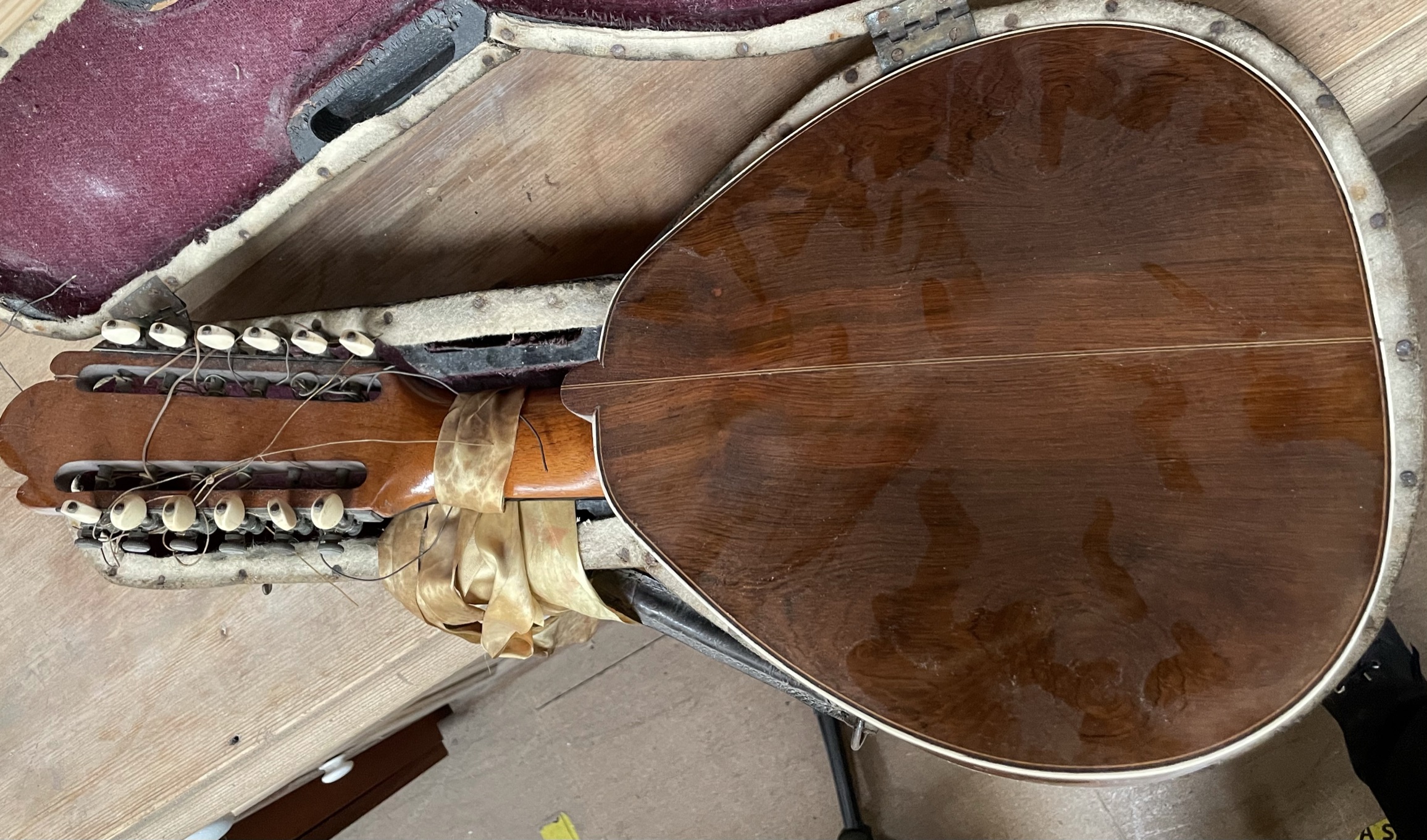 A rosewood and mother of pearl inlaid twelve string "mandriola" mandolin, - Image 3 of 3