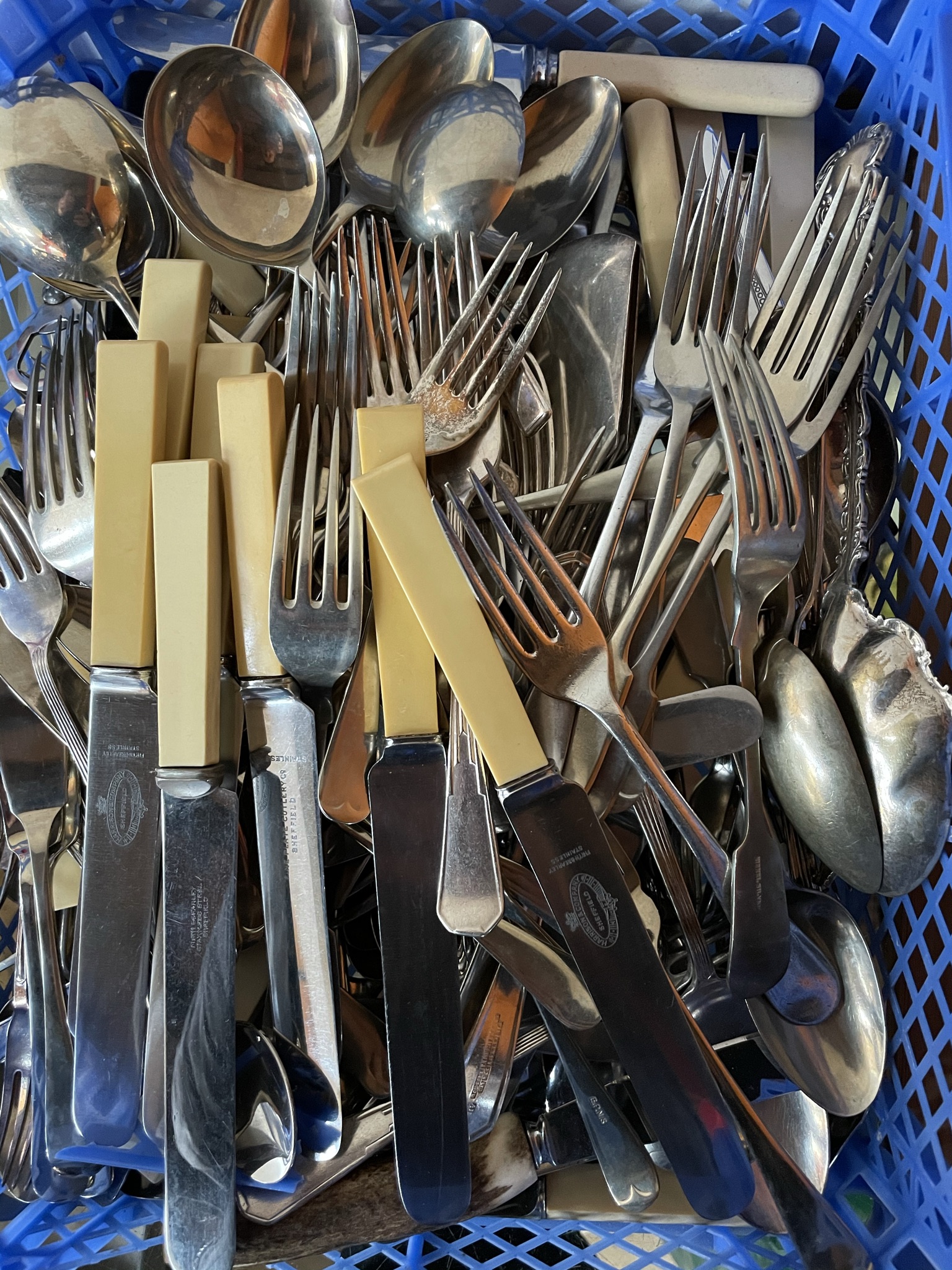 A collection of electroplated cutlery