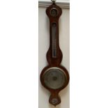 A 19th century rosewood onion topped banjo barometer, with hydrometer, alcohol thermometer,