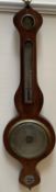 A 19th century rosewood onion topped banjo barometer, with hydrometer, alcohol thermometer,