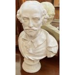 A plaster portrait bust of William Shakespeare,