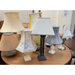 Assorted table lamps, pottery,