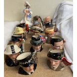 A collection of Royal Doulton character jugs, including W G Grace, Len Hutton, Brian Johnson,