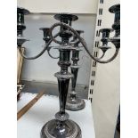 A pair of electroplated twin branch candelabra