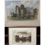 James Scrase Castle Near St Martin Pastels Signed Together with an etching of SS Great Britain