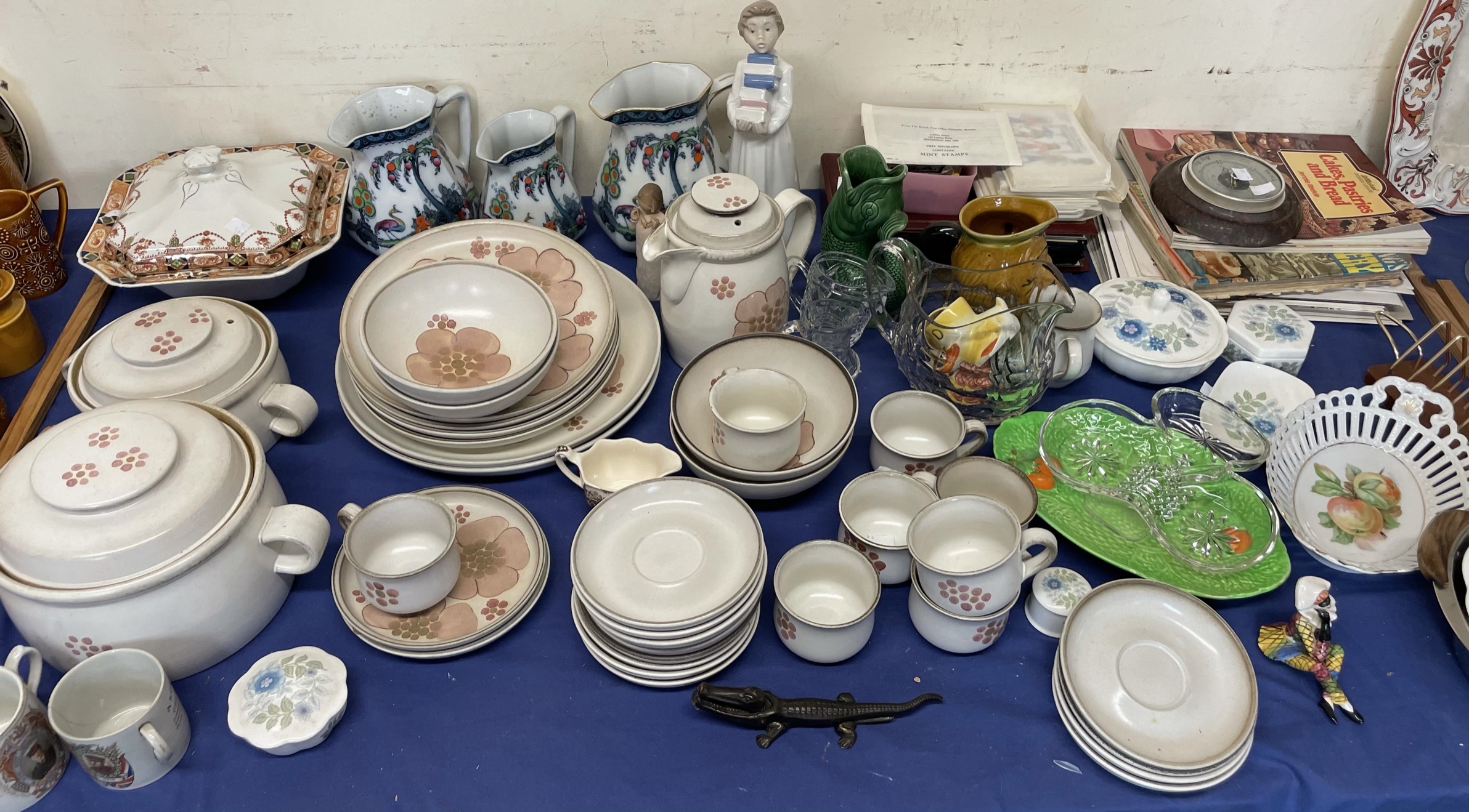 A Denby floral decorated part dinner set, together with graduated jugs, glasswares,