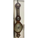A Victorian mahogany onion topped banjo barometer, with an hydrometer, alcohol thermometer,