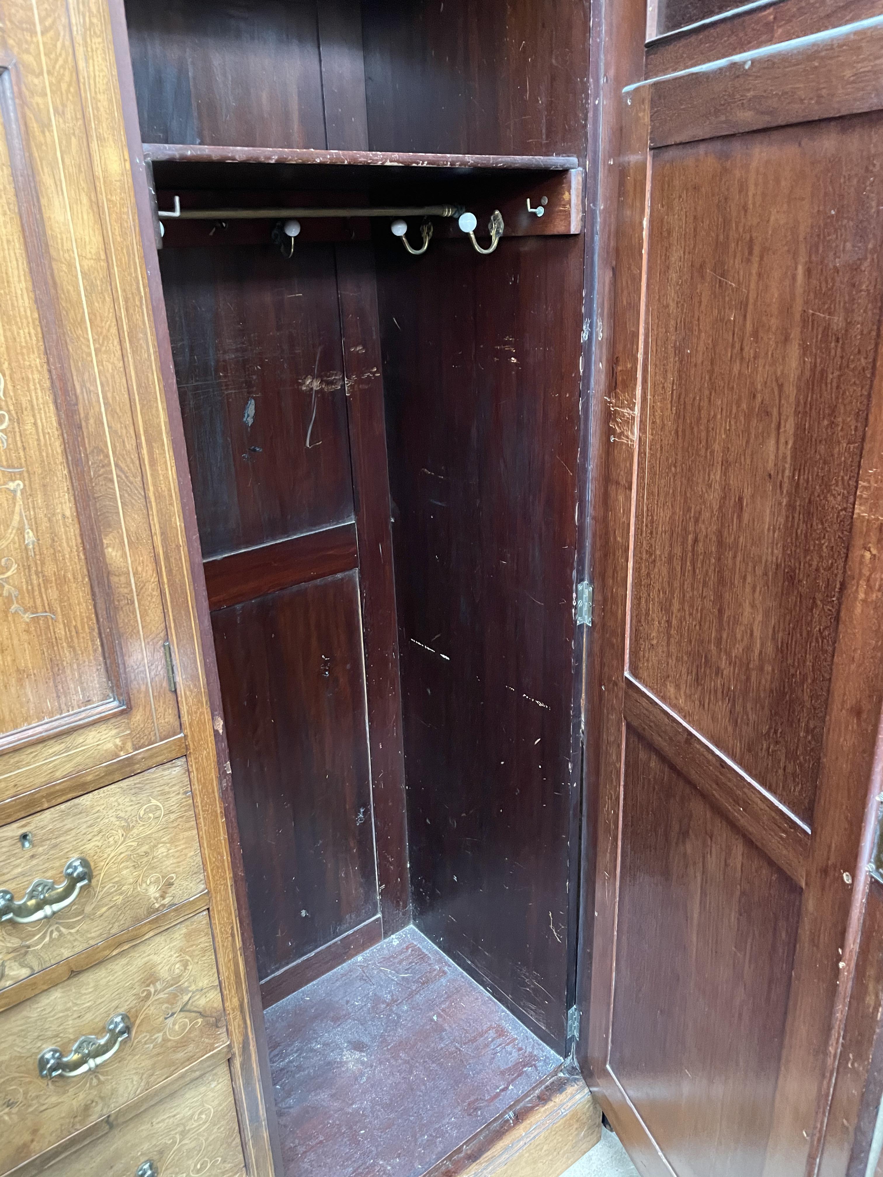 An Edwardian rosewood triple wardrobe, - Image 2 of 4