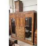 An Edwardian rosewood triple wardrobe,