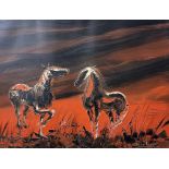 Jean Cook Horses in a landscape Oil on canvas Signed Together with two Eric Street watercolours