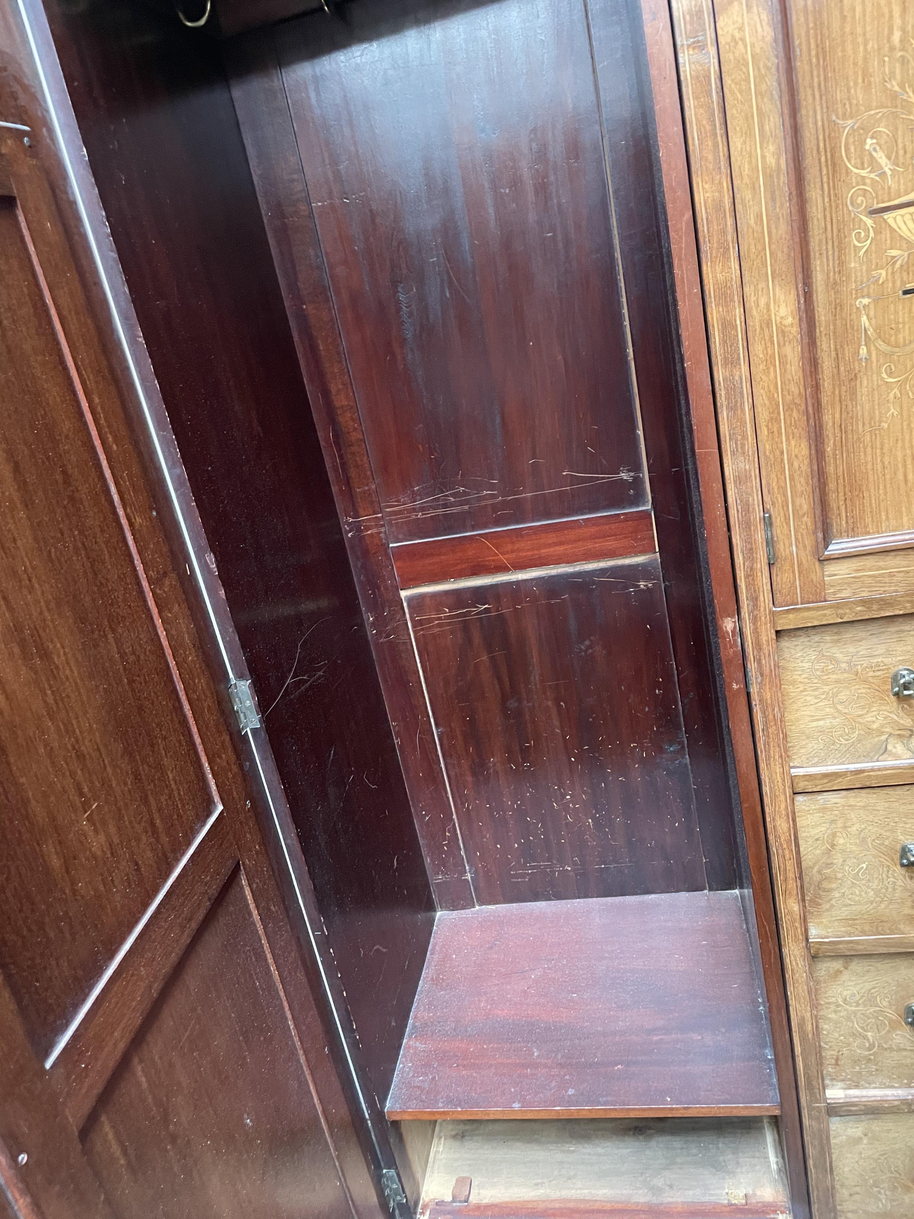 An Edwardian rosewood triple wardrobe, - Image 4 of 4