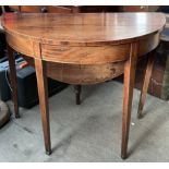 A 19th century mahogany side table with a hinged top and gateleg action on square tapering legs