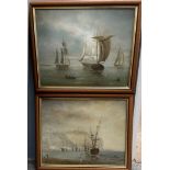 T Weddal Ships at sea Oil on canvas Together with a companion (a pair)