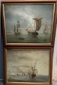 T Weddal Ships at sea Oil on canvas Together with a companion (a pair)