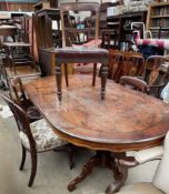A set of four Victorian mahogany dining chairs together with a walnut dining table and another
