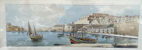 Joseph Galia Malta Watercolour Signed Together with another similar,