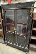 A 19th century French ebonised boulle side cabinet,