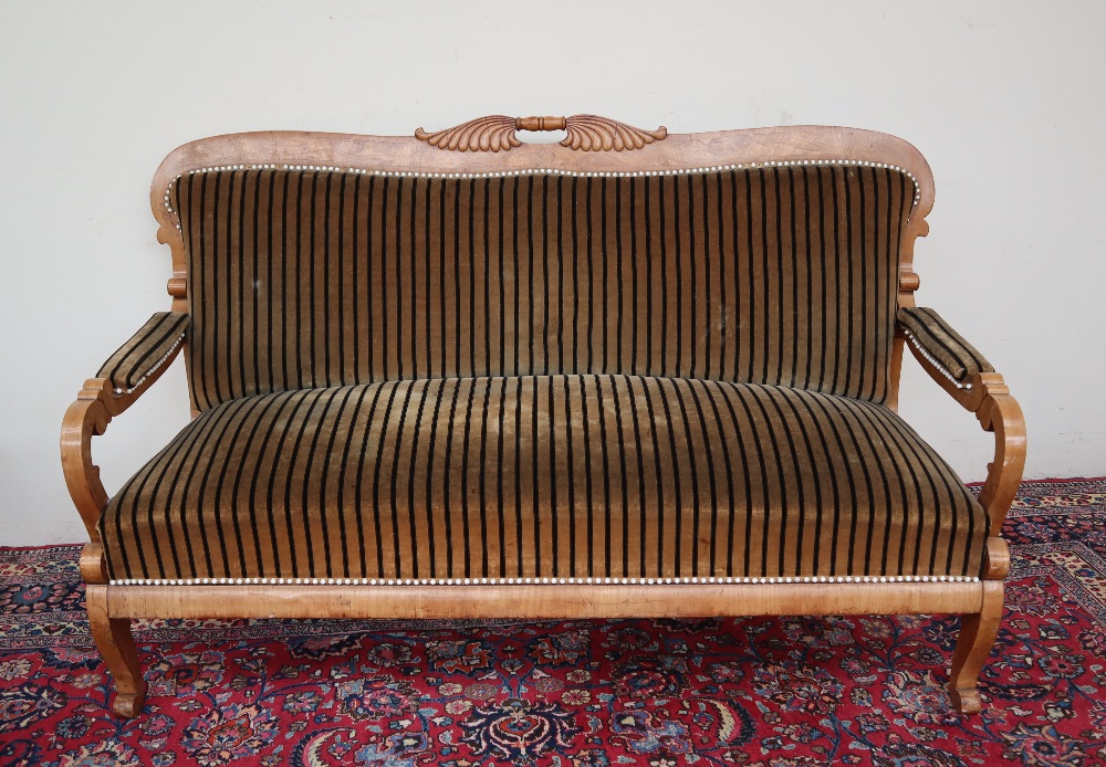 A Biedermeier style salon suite comprising a three seater settee, - Image 6 of 9