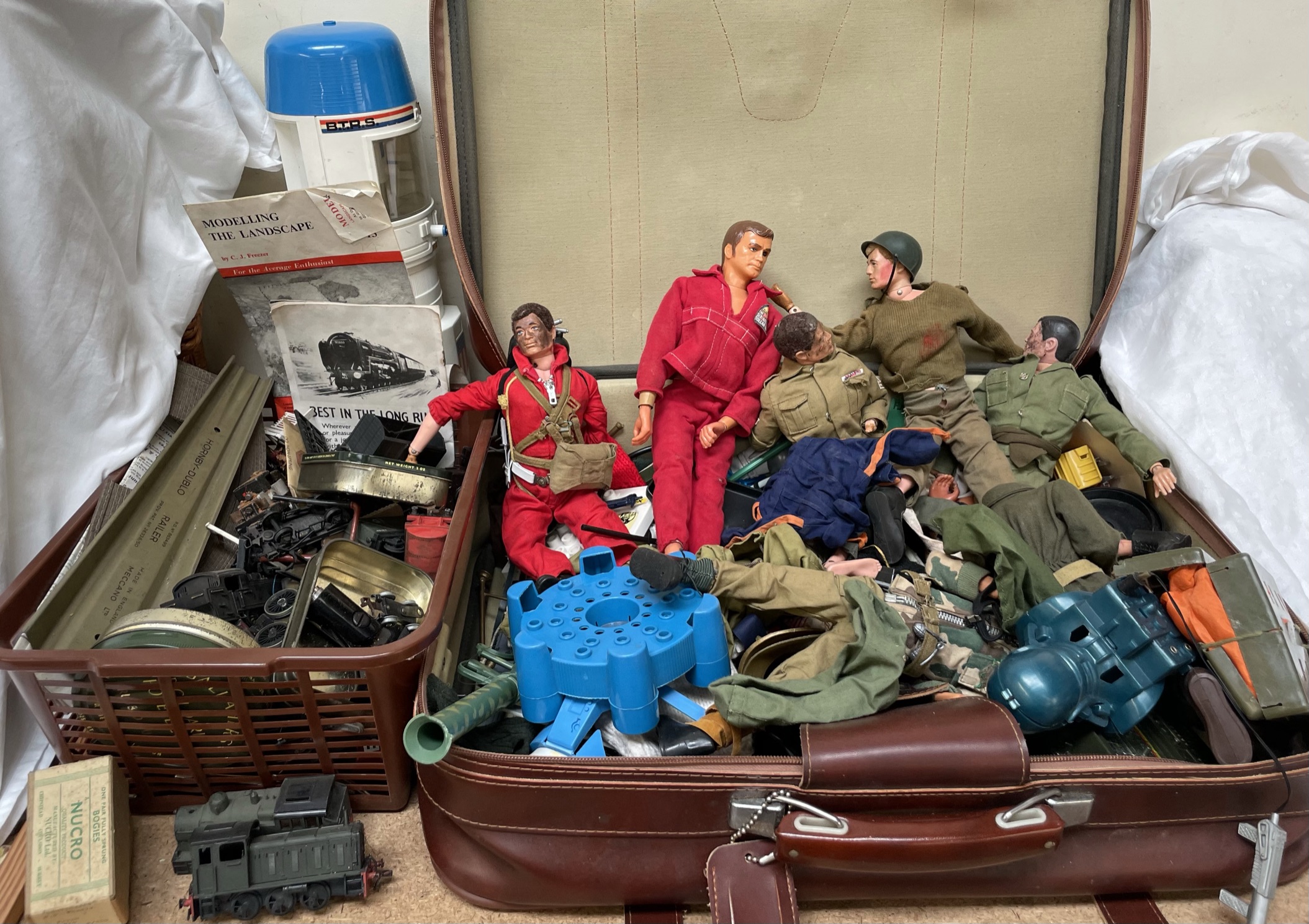 Six Million Dollar man action figure together with Action Man figures, clothes and accessories,