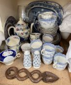 A Masons Regency pattern part tea service together with a blue and white part tea set,