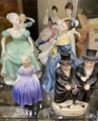 A Royal Doulton figure "Marie" together with a collection of Royal Doulton and Coalport figures