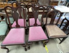 A set of four Queen Anne style dining chairs together with a pair of Adam style dining chairs