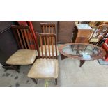 A set of three mid 20th century G-Plan teak dining chairs together with a mid 20th century teak