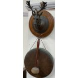 A Stags head wall mounted gong