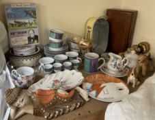 A Donna Wilson bone china plate together with a Royal Doulton figure of a spaniel, part tea set,