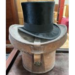 A Christy's London top hat in a leather case.