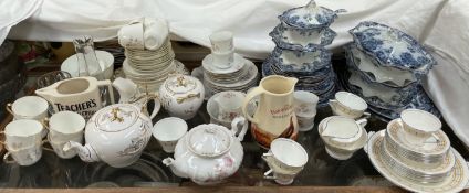 A Coalport part tea set together with a blue and white part dinner set, another part tea set,