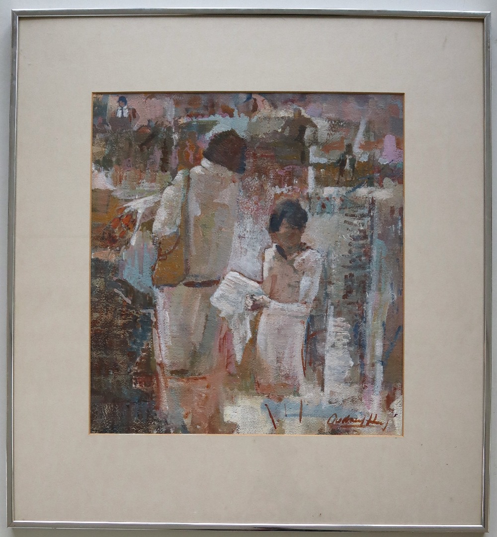 Audrey Hay Evening Paper Oil on paper Signed and label verso 42cm x 38cm - Image 2 of 4