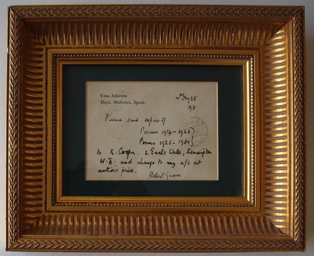 Robert Graves A hand written note Dated May 25 1931 Framed and glazed - Image 2 of 4