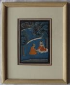 20th century Indian School Figures in a woodland Watercolour 21.