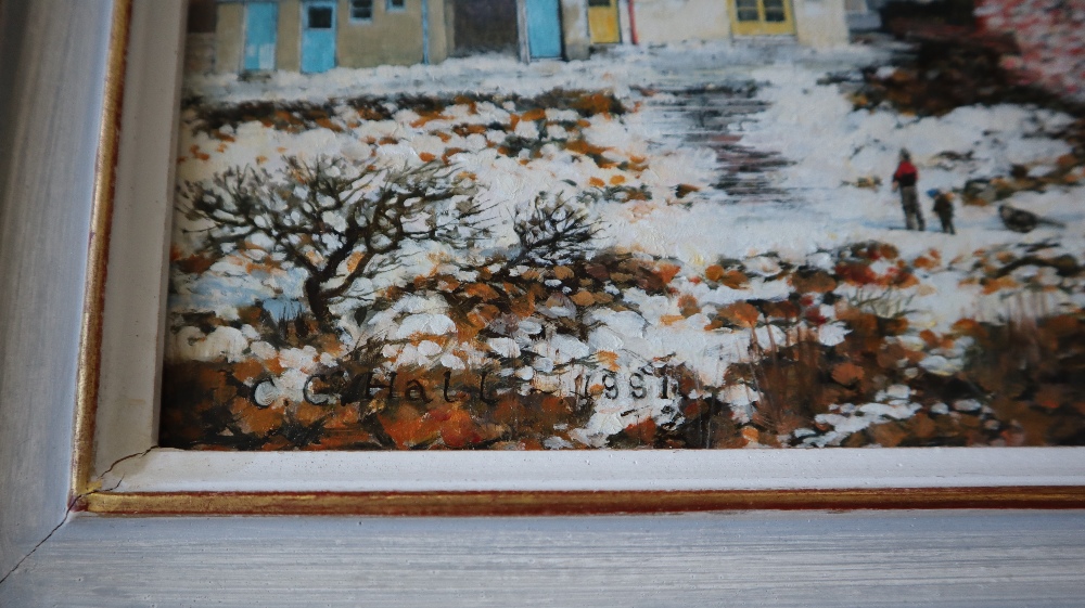 Christopher Hall Snow, Nant-y-Moel Oil on board Signed 25 x 34. - Image 3 of 4