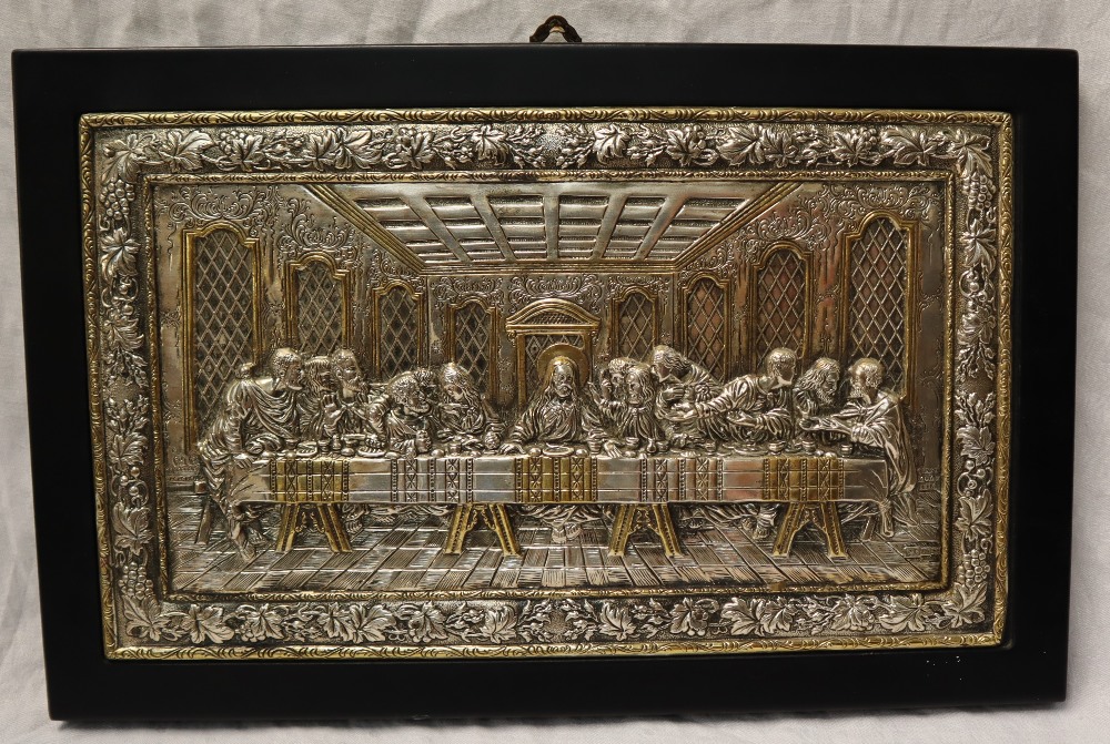 A modern silver copy of an old Byzantine Icon, depicting the last supper, marked 925, - Image 2 of 4