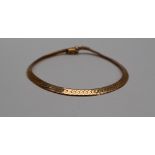A 14ct yellow gold flat link bracelet, 20cm long,