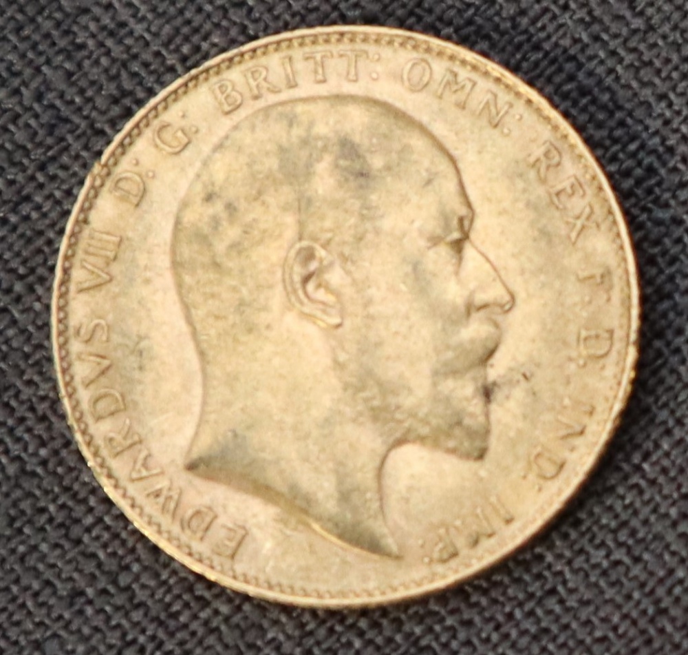 An Edward VII gold sovereign, - Image 2 of 2
