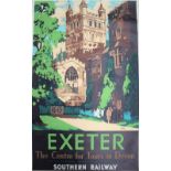 After Leslie Carr (1891-1969) Exeter The Centre for Tours in Devon Southern Railways Travel Poster