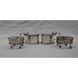 A pair of George V silver mustard pots and covers,