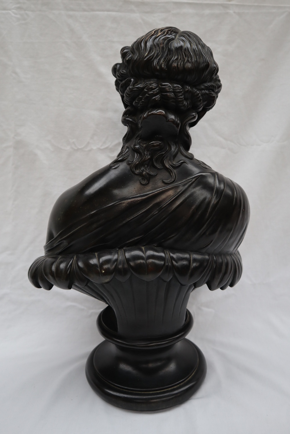 Head and shoulders portrait of a maiden Bronzed copper over plaster 52cm high On a later ebonised - Image 4 of 10