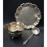 A George VI silver waiter, of shaped circular form, Birmingham, 1936, Deykin & Harrison,