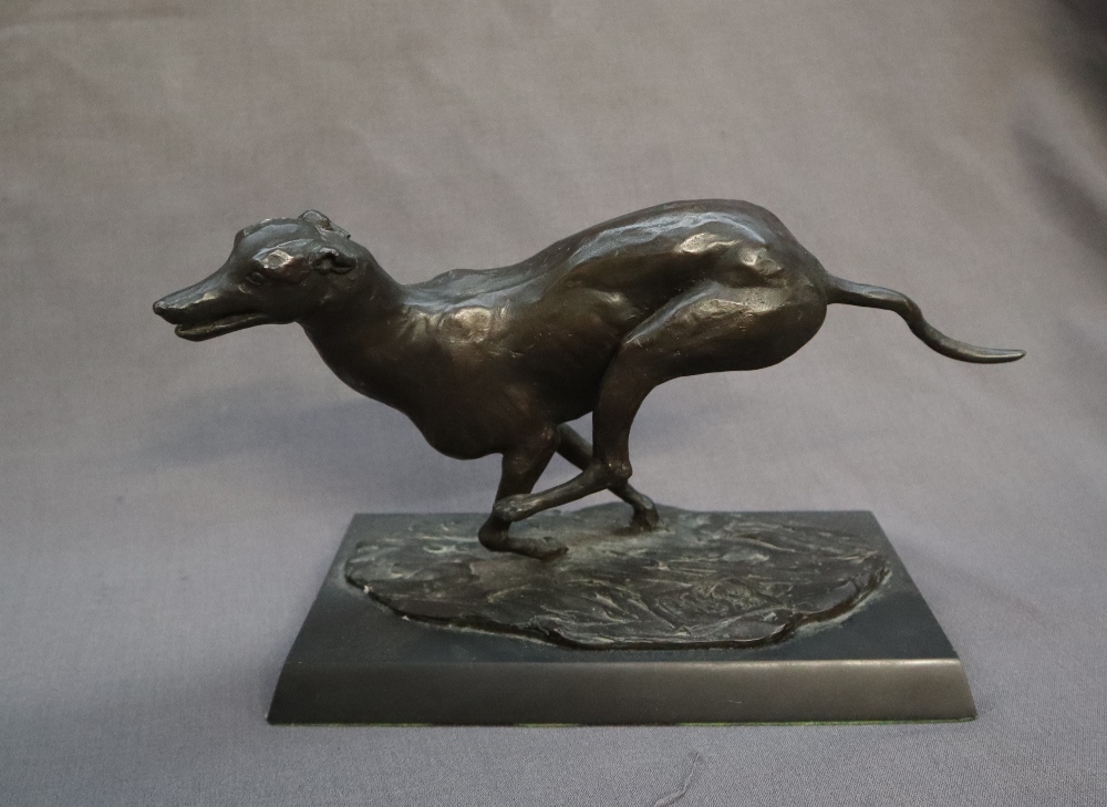Philip Blacker A greyhound in motion Bronze Initialled and dated '83 Limited edition No.