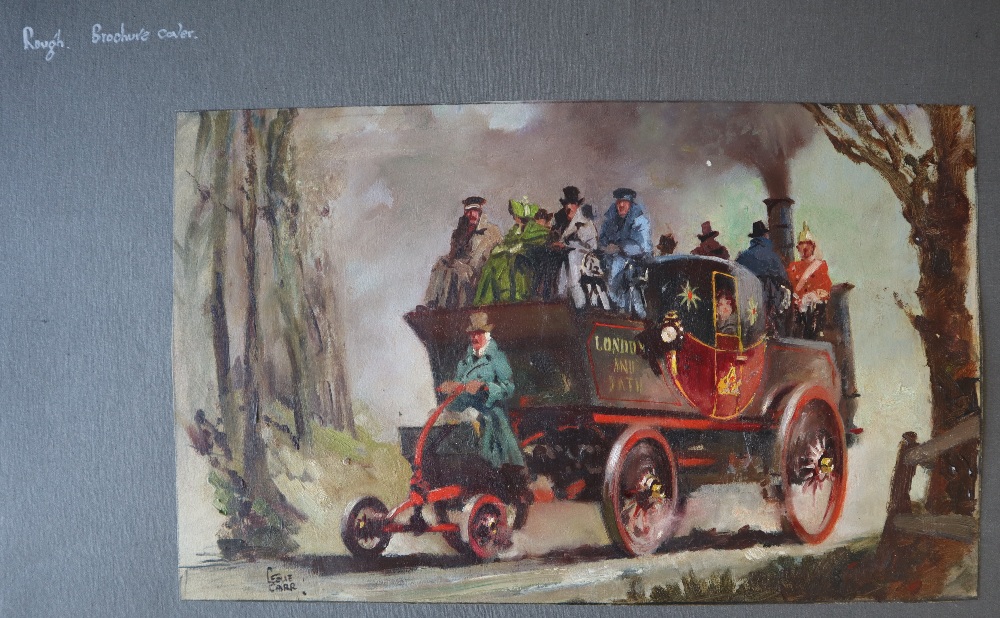 Leslie Carr (1891-1969) London and Bath Steam Carriage Oil on paper (unframed) Signed Rough. - Image 2 of 5